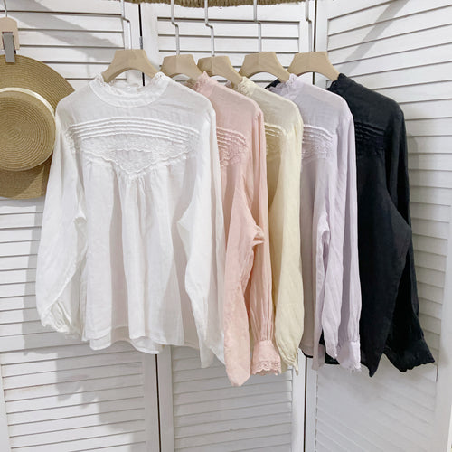 Femme elegant Bluse med spidsen detalje Stilla