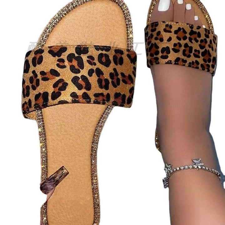 Dame Glamourøse Slippers med glitrende rhinestones og stilfuld slangelæder-look Stilla