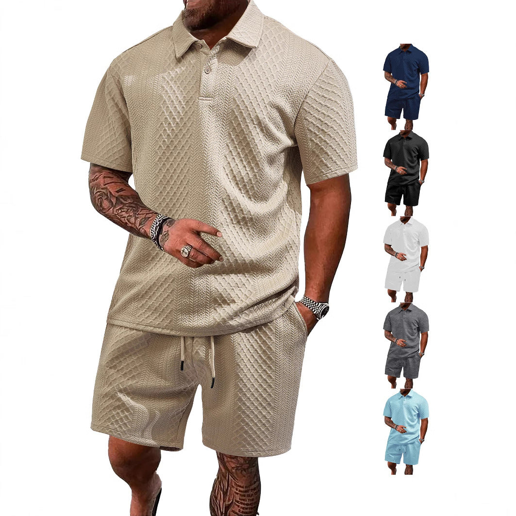 Herre Polo- og Shorts-Sæt med struktureret Design Stilla