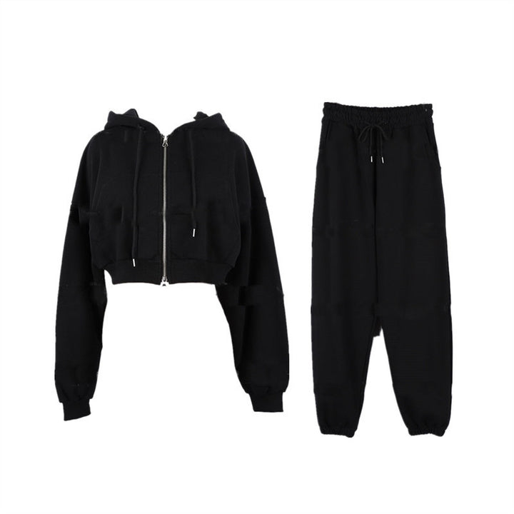 Kvinders sporty todelt sæt med cropped hoodie og komfortable joggers Stilla