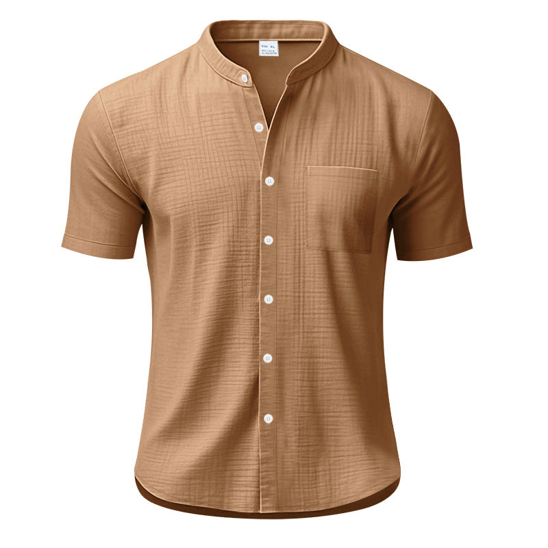 Herrer Kortærmet Henley T-shirt med struktureret design og brystlomme Stilla