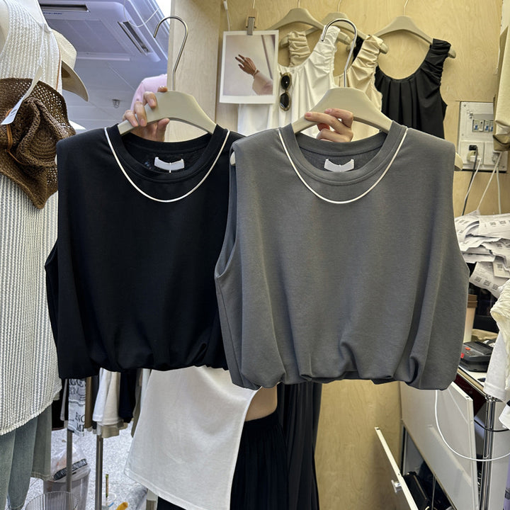 Dame Cropped Ærmeløs Top med elegant Uddybningdetail Stilla