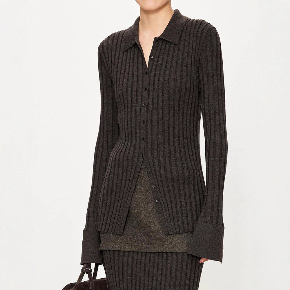 Kvinders ribstrikkede skjorter med slim fit Stilla