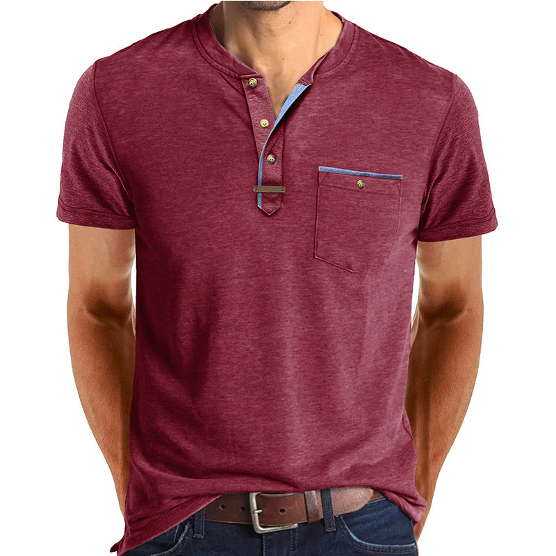 Herrer Kortærmet Henley T-shirt med modiske detaljer Stilla