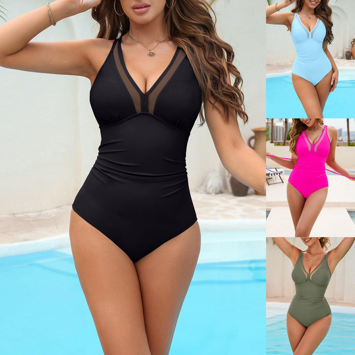 Dame one-piece badeshorts med stilfulde netdetaljer og flatterende pasform Stilla