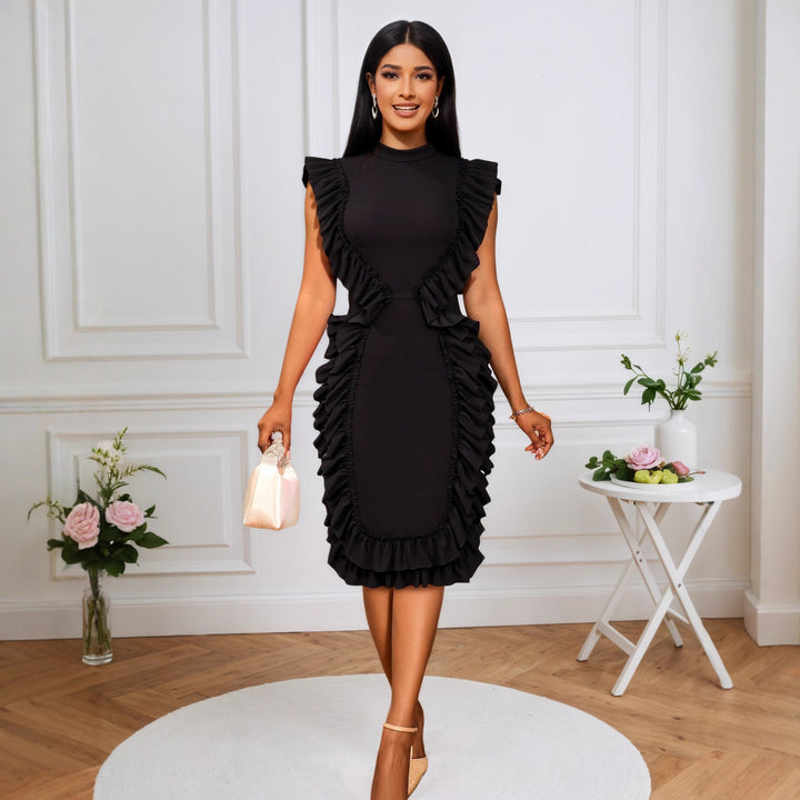 Dame Designer Kjole med Ruffles detaljer Skovae