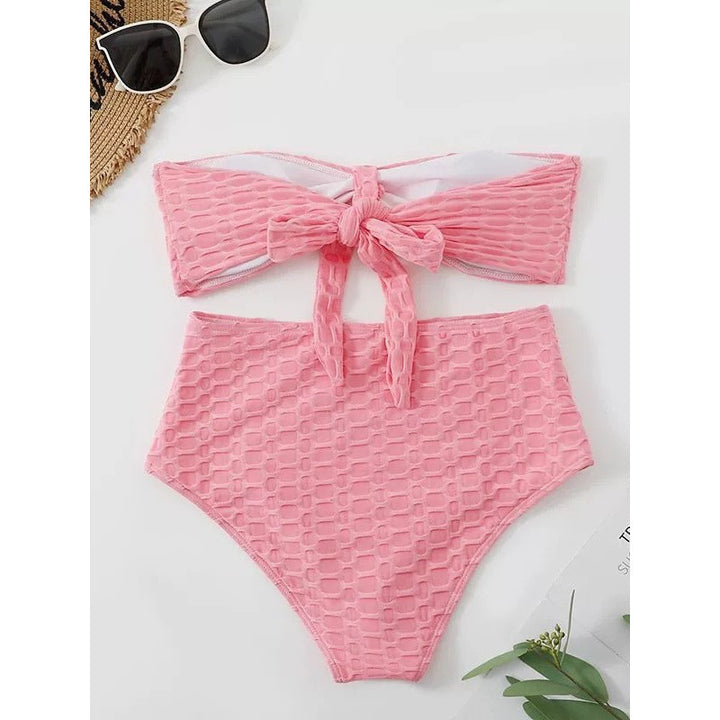 Dame højt skåret bikini med stilfuldt knudedetalje Skovae