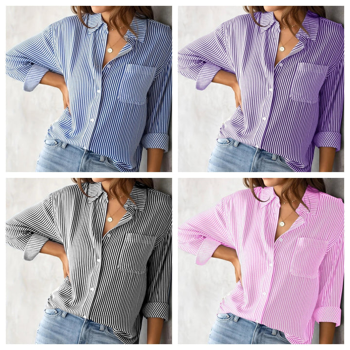 Dame afslappet elegant bluse med striber Stilla
