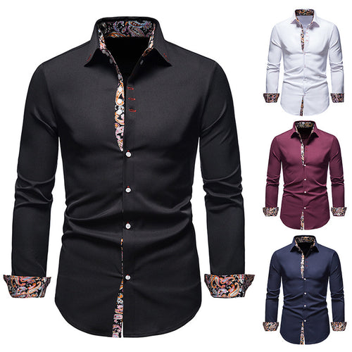 Herrer Elegant Slim-Fit Skjorte med Farverig Indvendig Kontrast Stilla