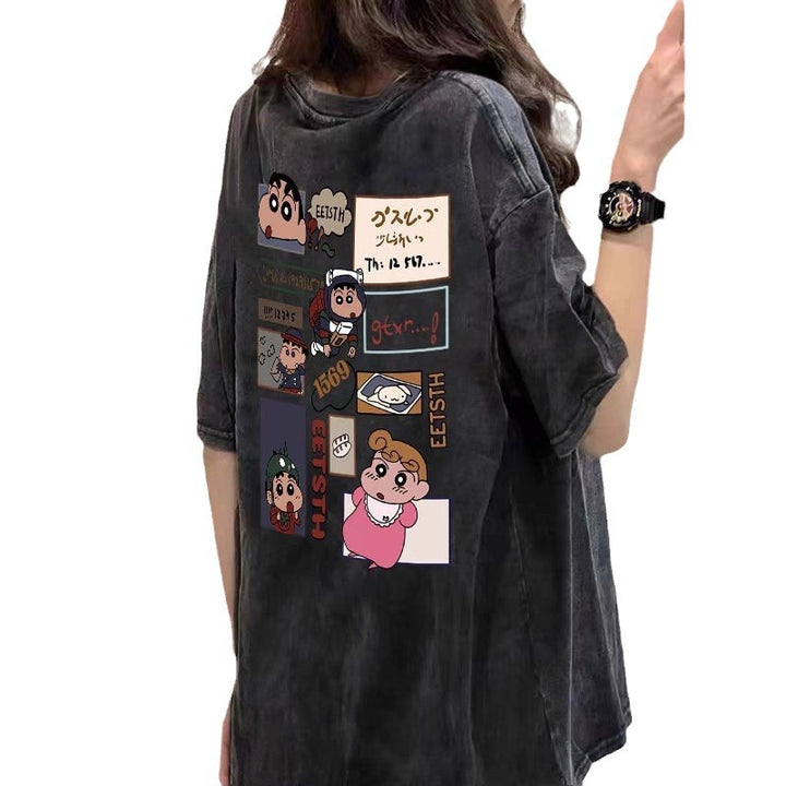 Dame Grafikt-Shirt i vintage-stil med cartoon-motiver Stilla