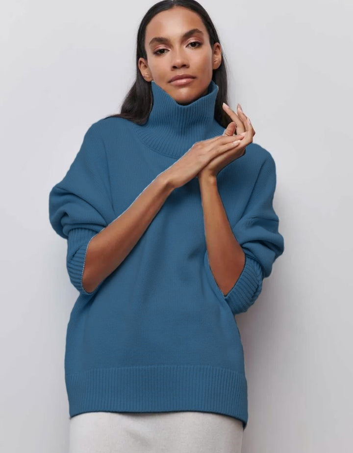 Dame Oversized Halskrave sweater lavet af blødt strik Stilla