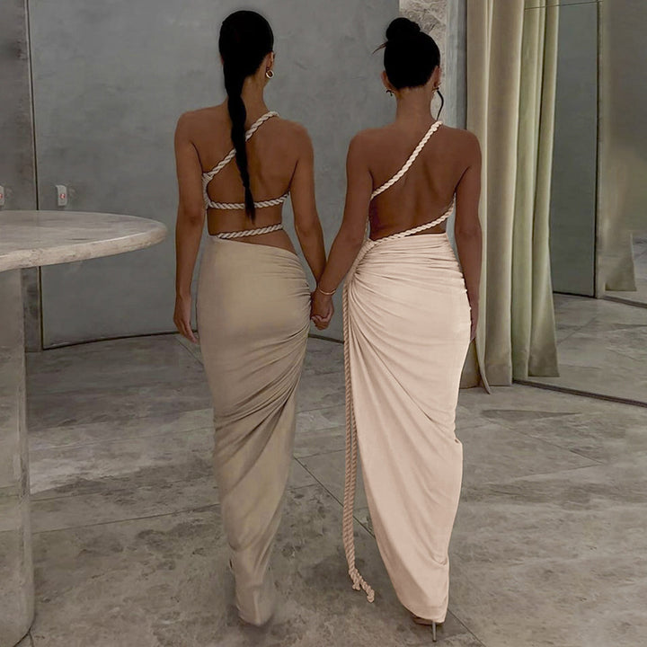 Dame Asymmetrisk Cocktailkjole med raffinerede draperinger og elegante detaljer Stilla