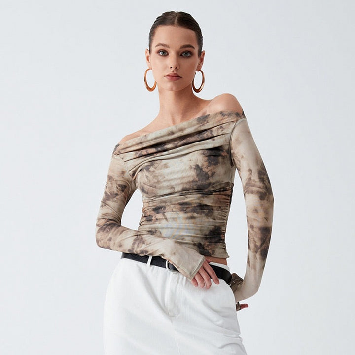 Dame Elegant top med off-shoulder pasform og draperet design Skovae