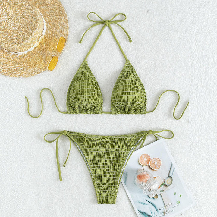 Dame trekantet bikini sæt med smal linning og justerbare stropper Skovae