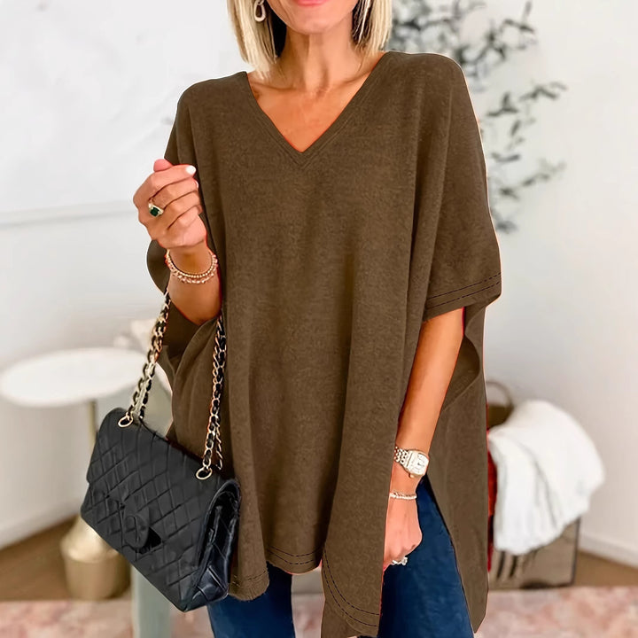 Dame V-Udskæring Poncho-Top med løs pasform Stilla
