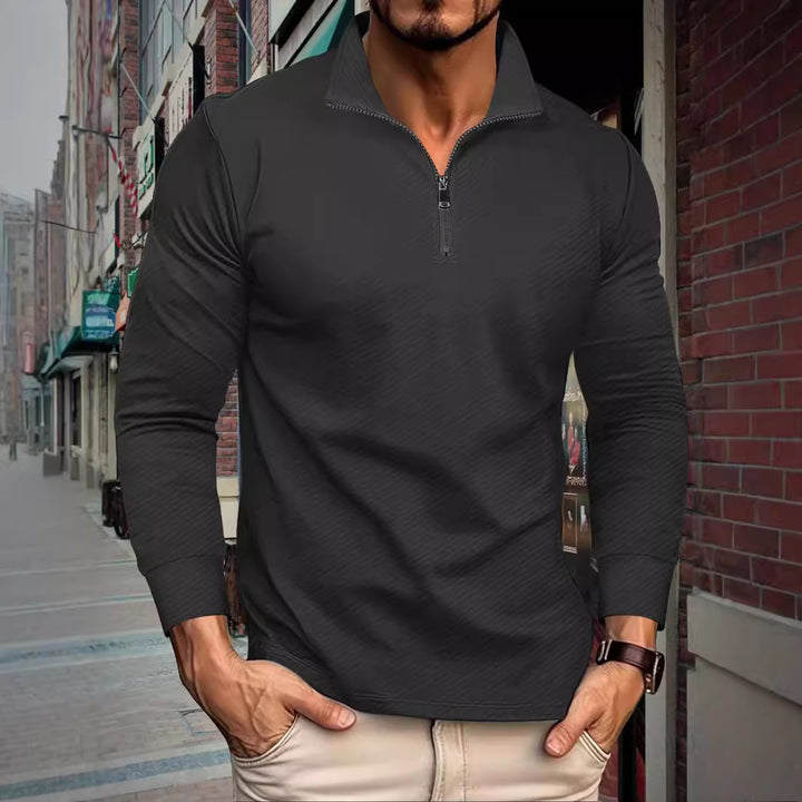 Herrer Sporty Pullover med halv lynlås og struktureret stof Stilla