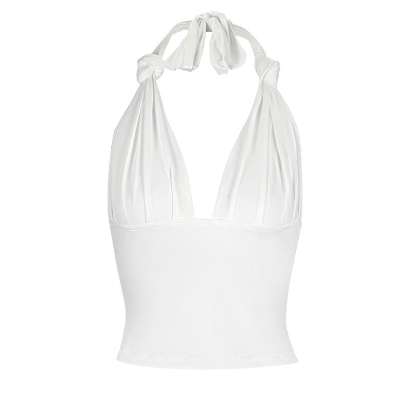 Dame Halter-top med justerbare snore og dyb V-udskæring Skovae
