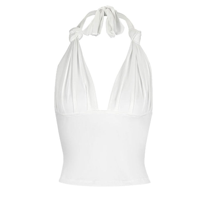 Dame Halter-top med justerbare snore og dyb V-udskæring Skovae