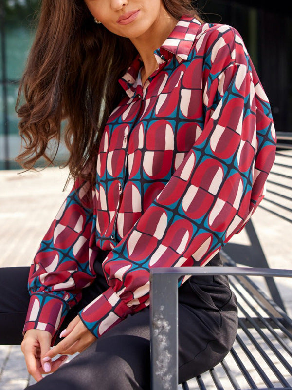 Dame Trendy og elegant bluse med geometrisk mønster Stilla