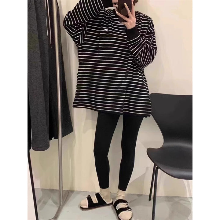 Femme Cozy Stribet Oversized Pullover Sweatshirt Stilla