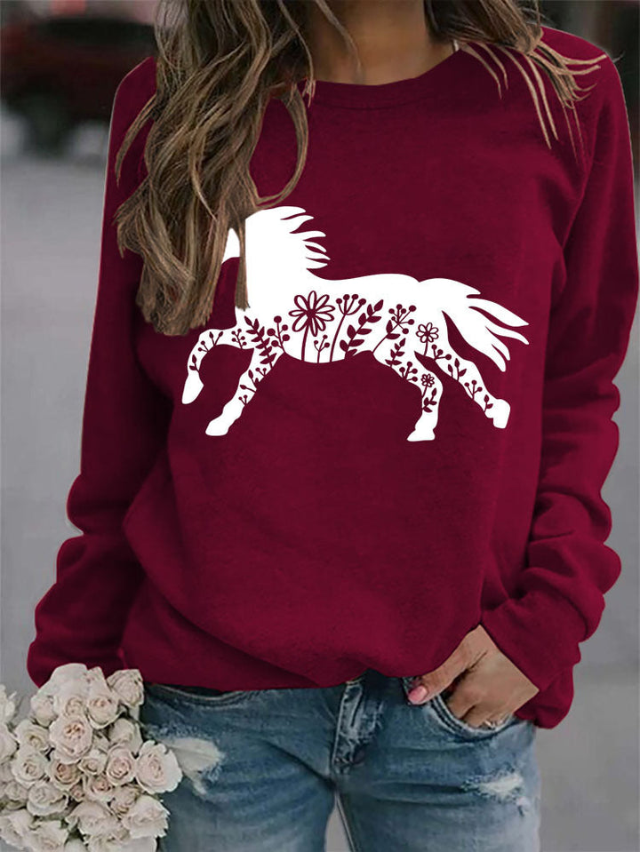 Stilla | Crew Neck Langærmet Dyreprint Sweatshirt