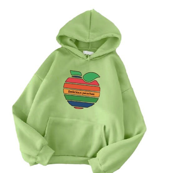 Dame hoodie med glædeligt frugtmotiv Skovae