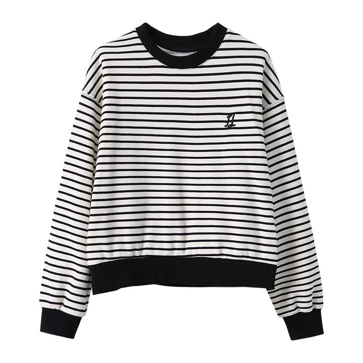 Kvinders afslappede rundhalset sweatshirt med striber Stilla