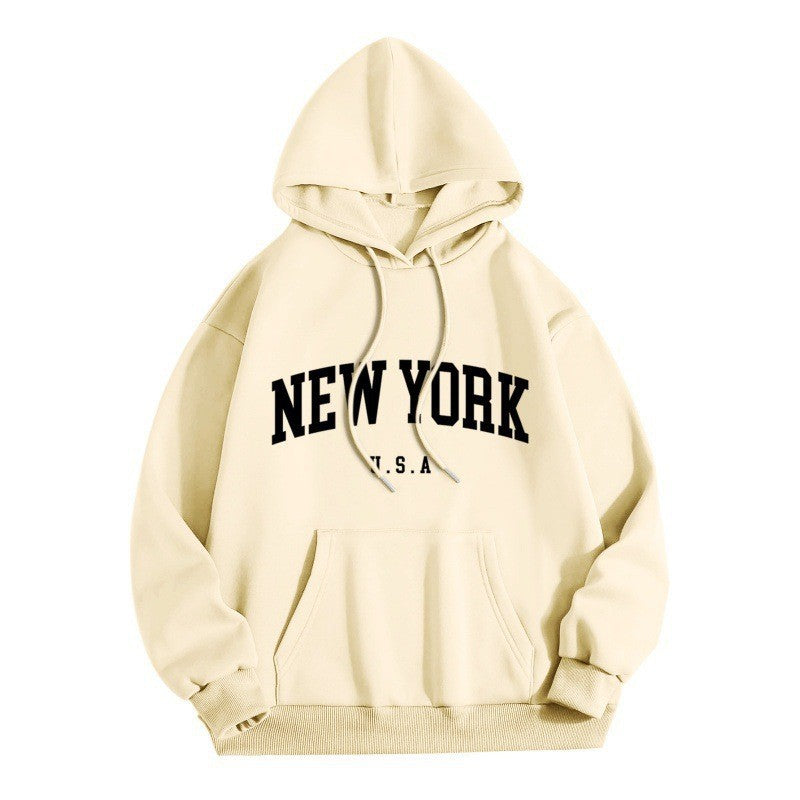 Dame hoodie med stilfuld New York print Skovae