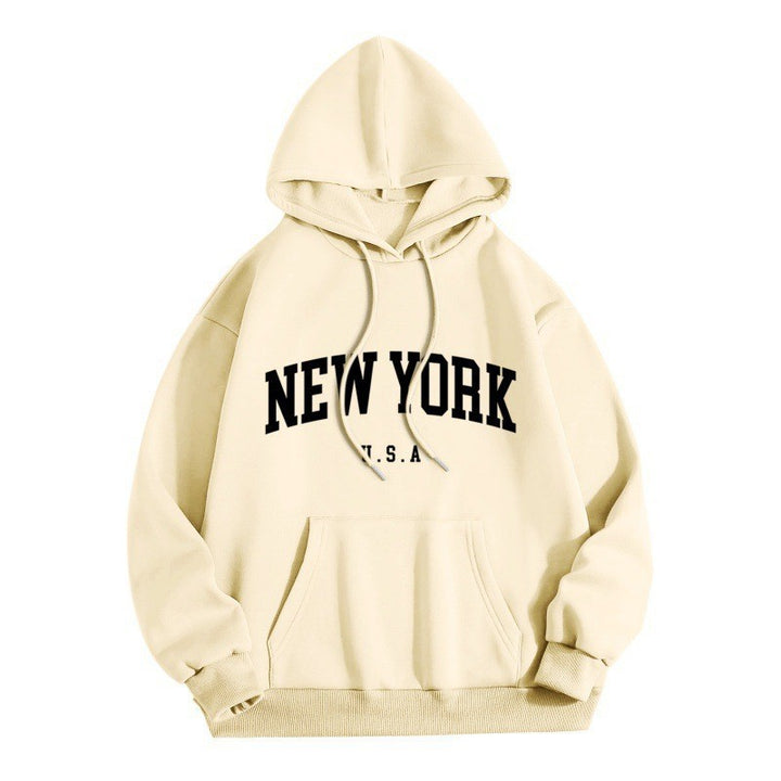 Dame hoodie med stilfuld New York print Skovae
