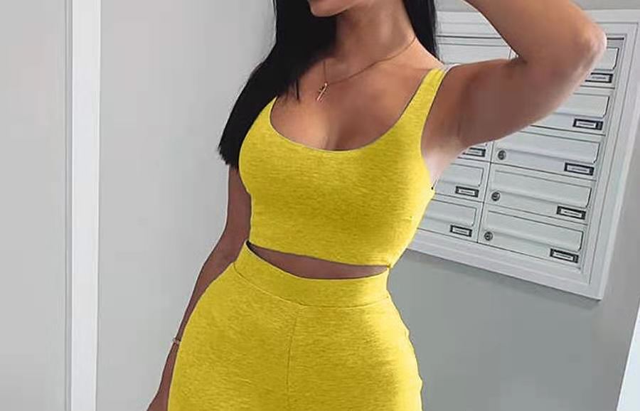 Dame To-delt Beklædningssæt med Højvandsbukser og Cropped Top Stilla