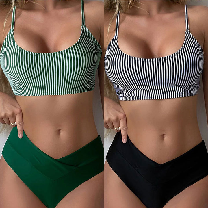 Dame Stilfulde Stribede Bralette Bikini Sæt Stilla