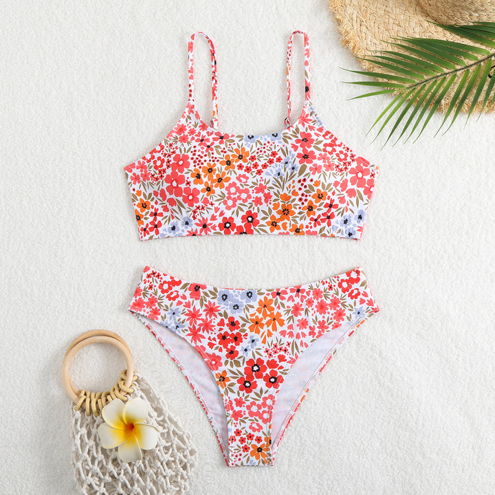 Dame Floral Print Bralette og Højtaljet-Bikini Sæt Stilla