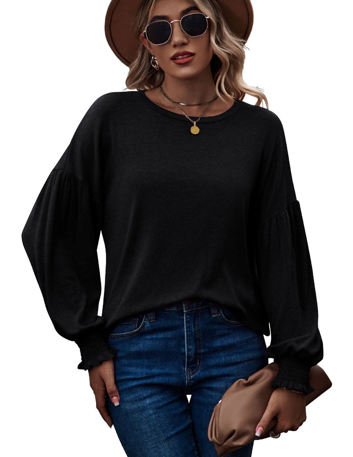 Dame Fashion Pullover top med enkle flæsedetaljer Stilla
