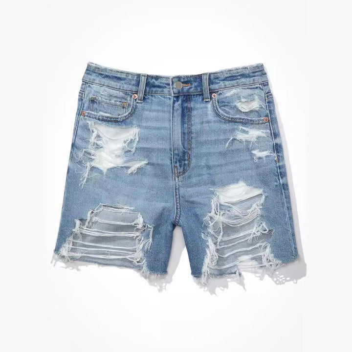 Dame moderigtige denim shorts med unikke revne detaljer og afslappet snit Stilla
