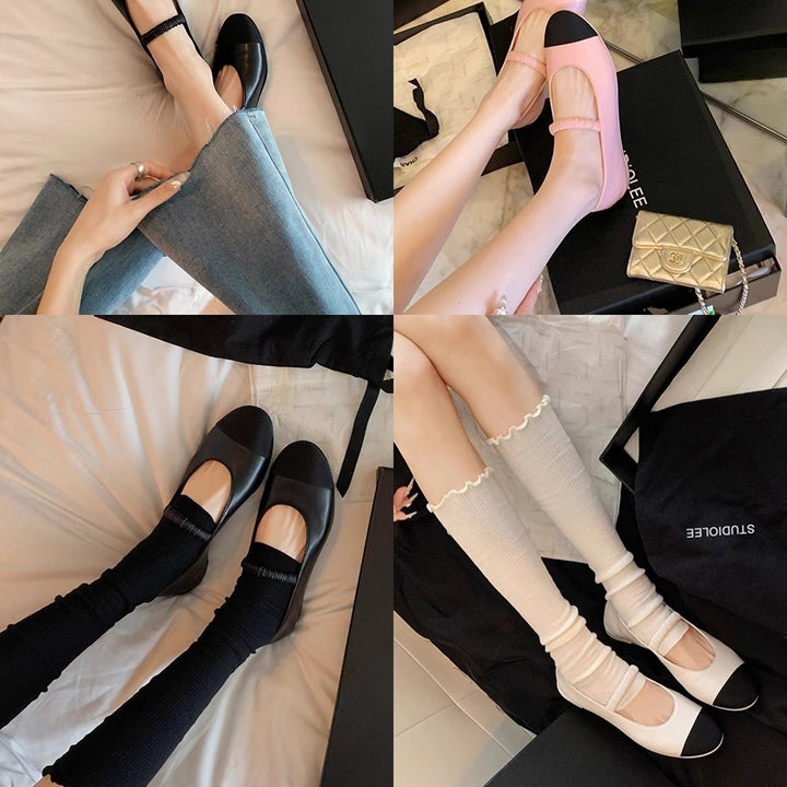 Dame elegante læder ballerina sko med unikt cut-out design Stilla