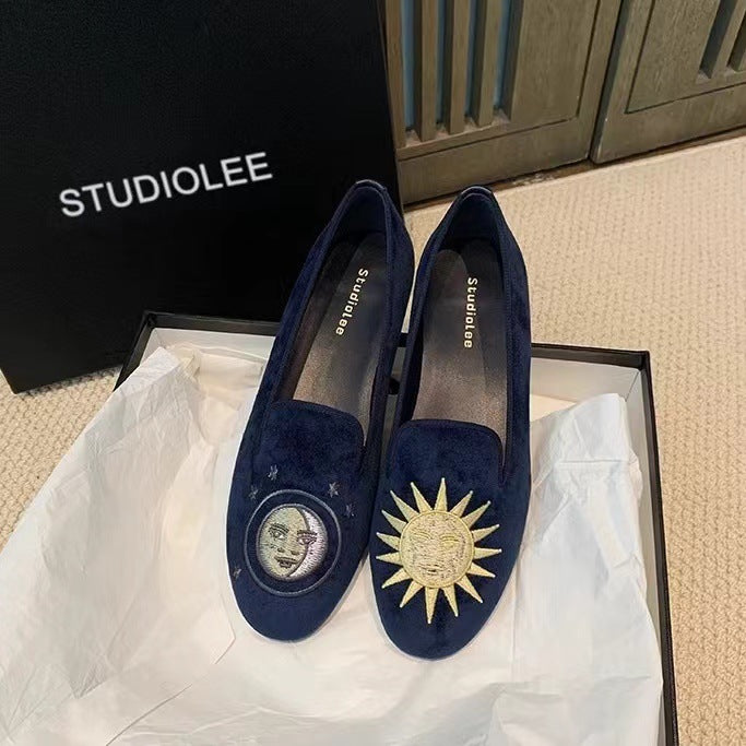 Femme Broderet Fløjl Slippers Stilla