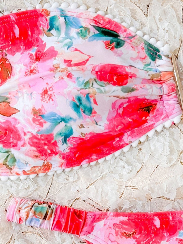 Dame Bikini-sæt med blomsterdesign og moderne bandeau-top Stilla