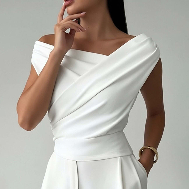 Damer Elegant Top med Wrap Look og en Skær Betoning Stilla