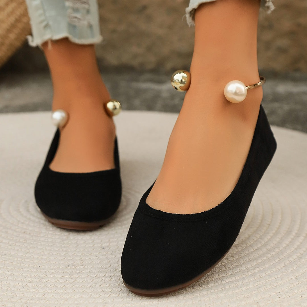 Dame Elegante Ballerinas med kunstnerisk perlesmykke og skridsikker sål Stilla