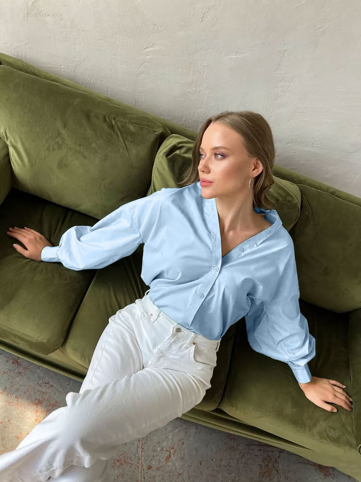Stilla | Bomuldsbluse med puffærme