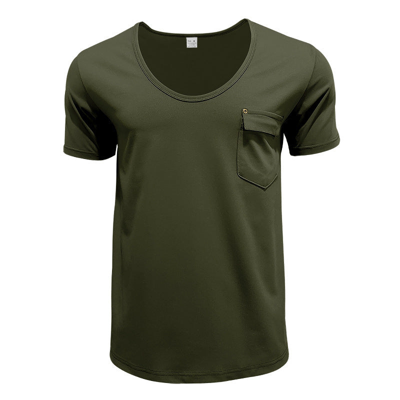 Herrer modernt funktionelt T-shirt med praktisk brystlomme-design Stilla