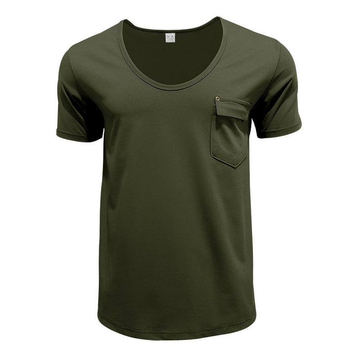 Herrer modernt funktionelt T-shirt med praktisk brystlomme-design Stilla