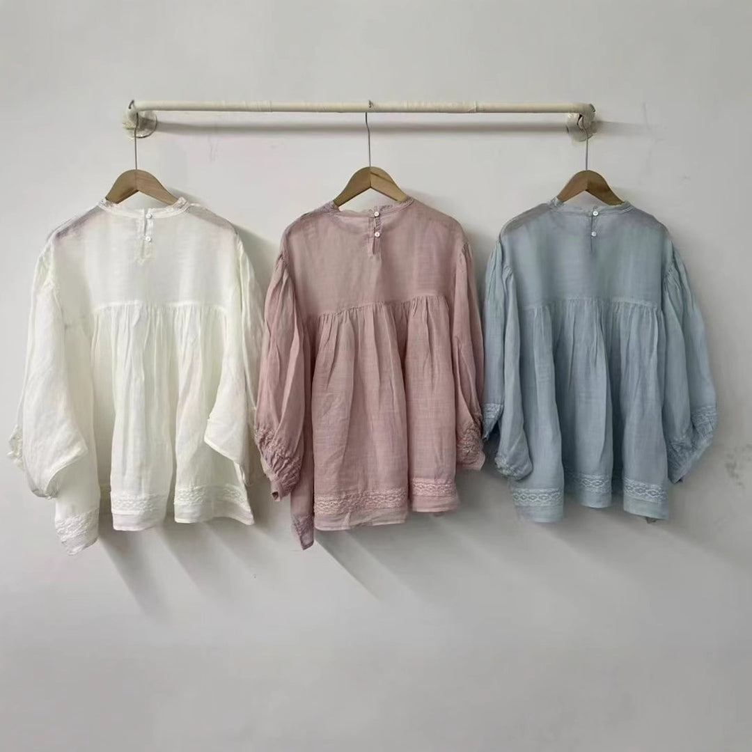 Femme Elegant Afslappet Pasform Spids-Detail Bluse Stilla