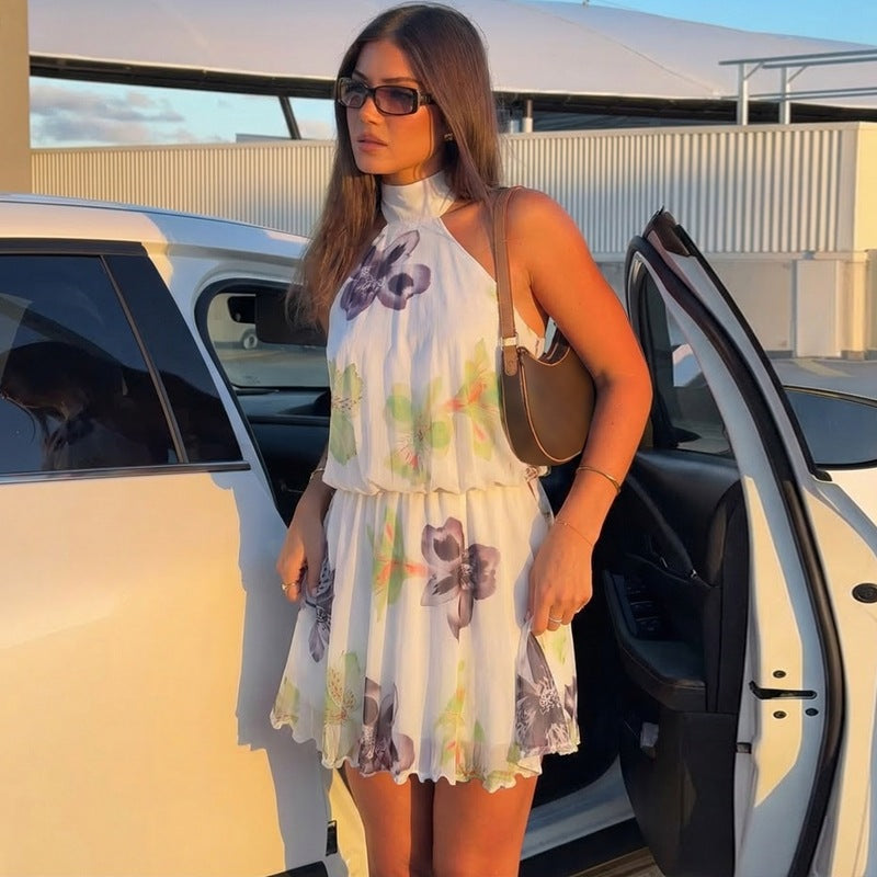 Dame Ærmeløs Blomster mønster Kjole Skovae