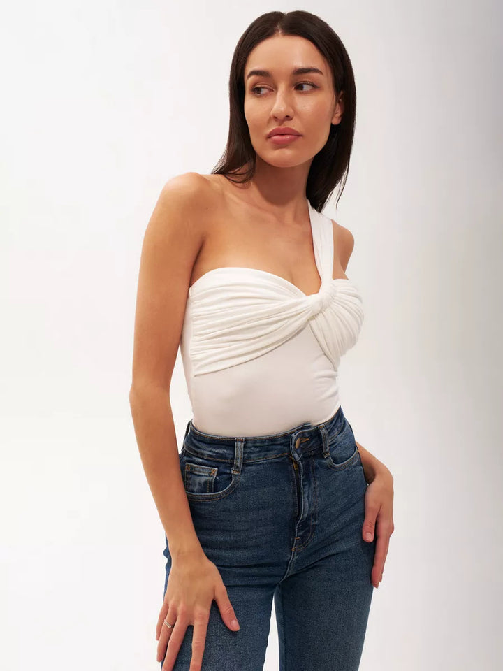 Dame grafisk bodysuit med asymmetrisk strop Stilla