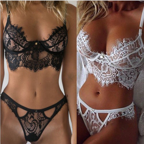 Dame Intrikate Spids-Bralette og Thong-Set Stilla