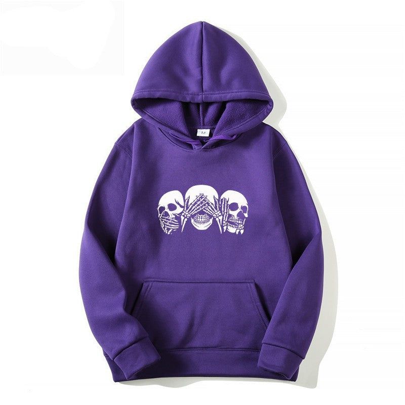 Kvindernes hoodie med kunstnerisk kranie design Skovae