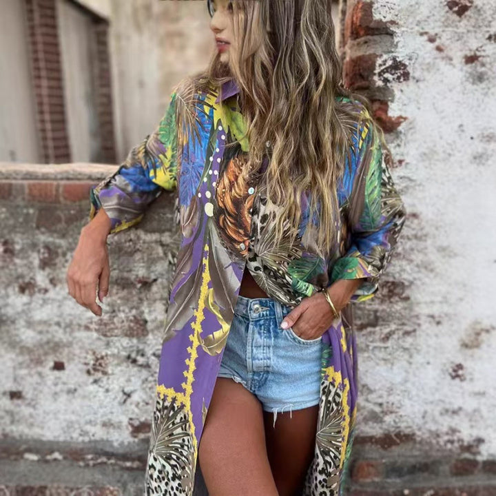 Dame Oversized Kimono med dyreprint og bred pasform Stilla