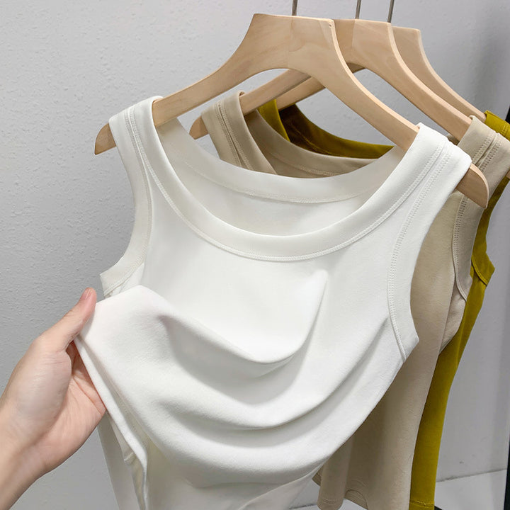 Dame tanktop uden ærmer med raffineret draperingseffekt Stilla