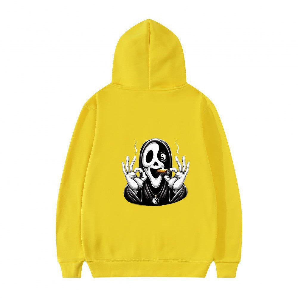 Dame hoodie med kunstnerisk kraniumprint og afslappet pasform Skovae